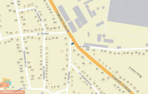 Білборд, Бігборд (Борд)  A у Оріхові, 3х6  вул. Овчаренко / вул. правди схема